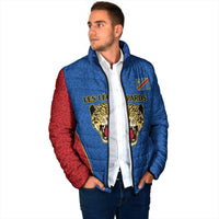 Africa DR Congo Football Custom Padded Jacket Blue Leopard Skin Pattern