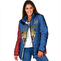 Africa DR Congo Football Custom Padded Jacket Blue Leopard Skin Pattern