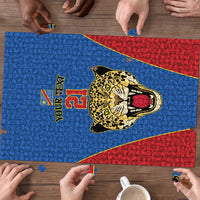 Africa DR Congo Football Custom Puzzle Blue Leopard Skin Pattern
