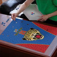 Africa DR Congo Football Custom Puzzle Blue Leopard Skin Pattern