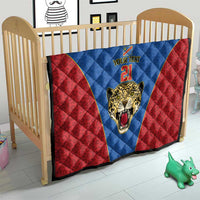 DR Congo Football Custom Quilt Blue Leopard Skin Pattern - Wonder Print Shop