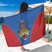 DR Congo Football Custom Sarong Blue Leopard Skin Pattern - Wonder Print Shop