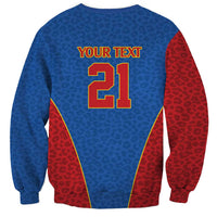 DR Congo Football Custom Sweatshirt Blue Leopard Skin Pattern - Wonder Print Shop