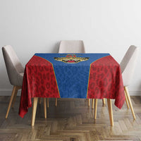 DR Congo Football Custom Tablecloth Blue Leopard Skin Pattern - Wonder Print Shop