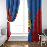 DR Congo Football Custom Window Curtain Blue Leopard Skin Pattern - Wonder Print Shop