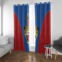 DR Congo Football Custom Window Curtain Blue Leopard Skin Pattern - Wonder Print Shop