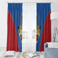 DR Congo Football Custom Window Curtain Blue Leopard Skin Pattern - Wonder Print Shop