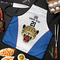 Africa DR Congo Football Custom Apron White Leopard Skin Pattern