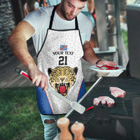 Africa DR Congo Football Custom Apron White Leopard Skin Pattern