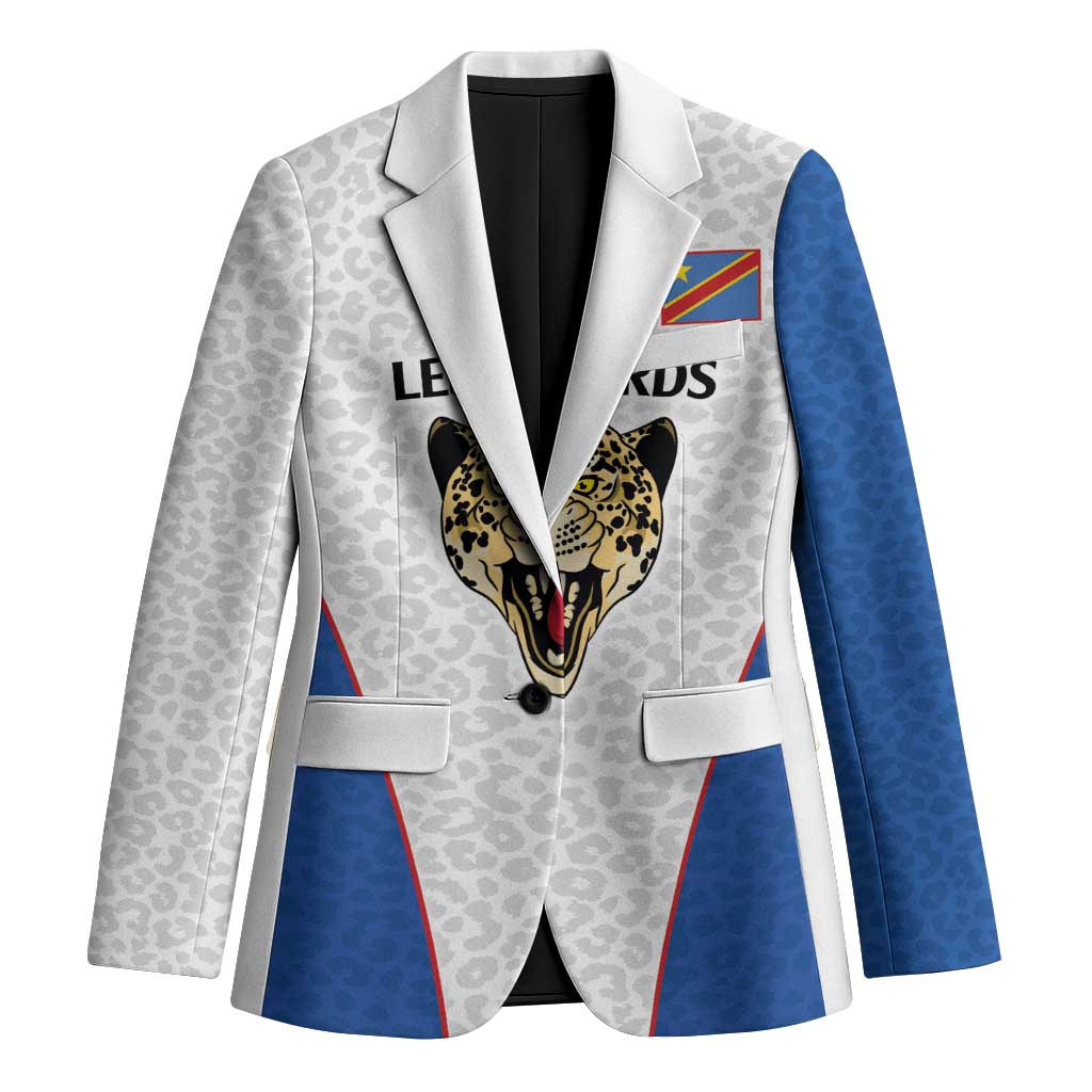 Africa DR Congo Football Custom Blazer White Leopard Skin Pattern