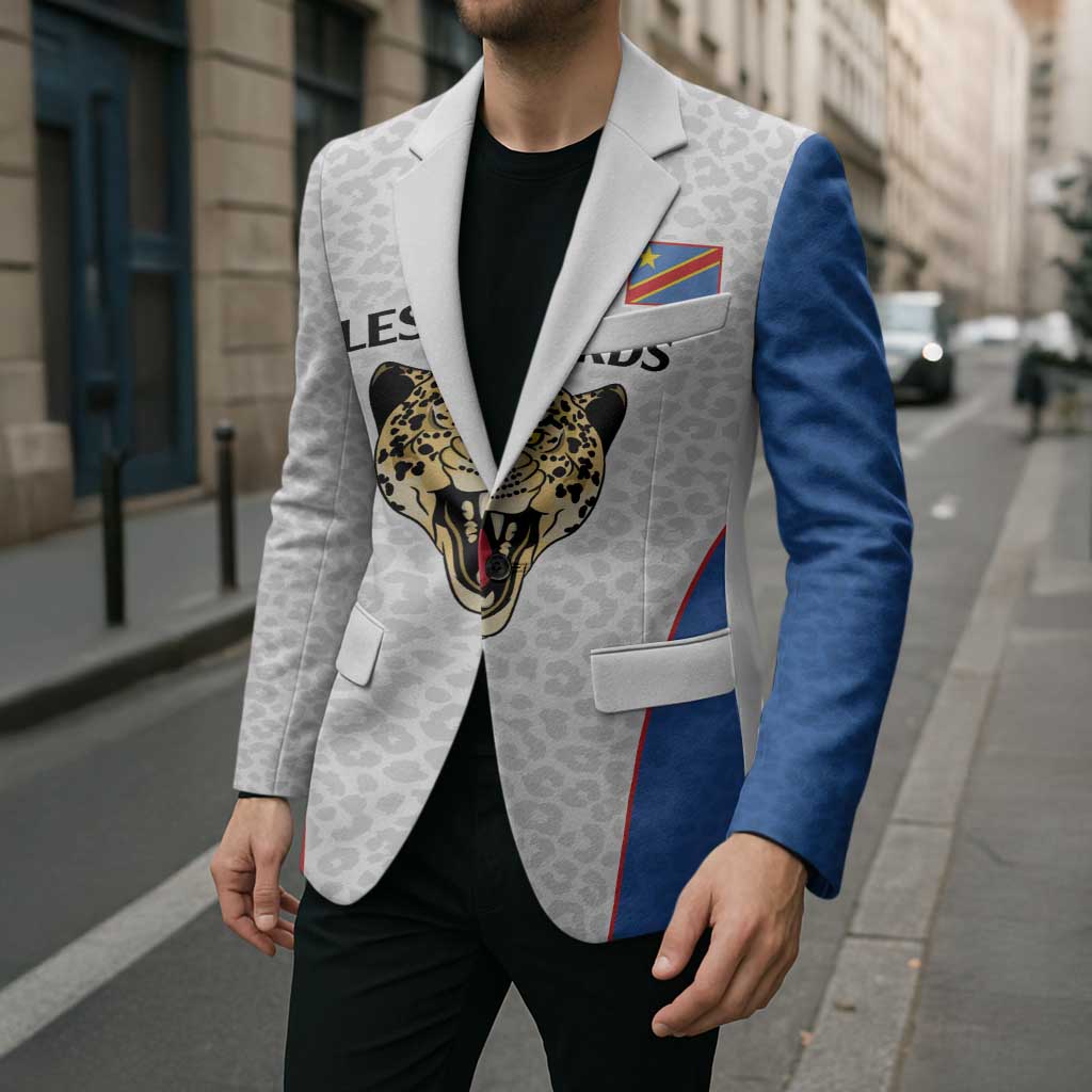 Africa DR Congo Football Custom Blazer White Leopard Skin Pattern