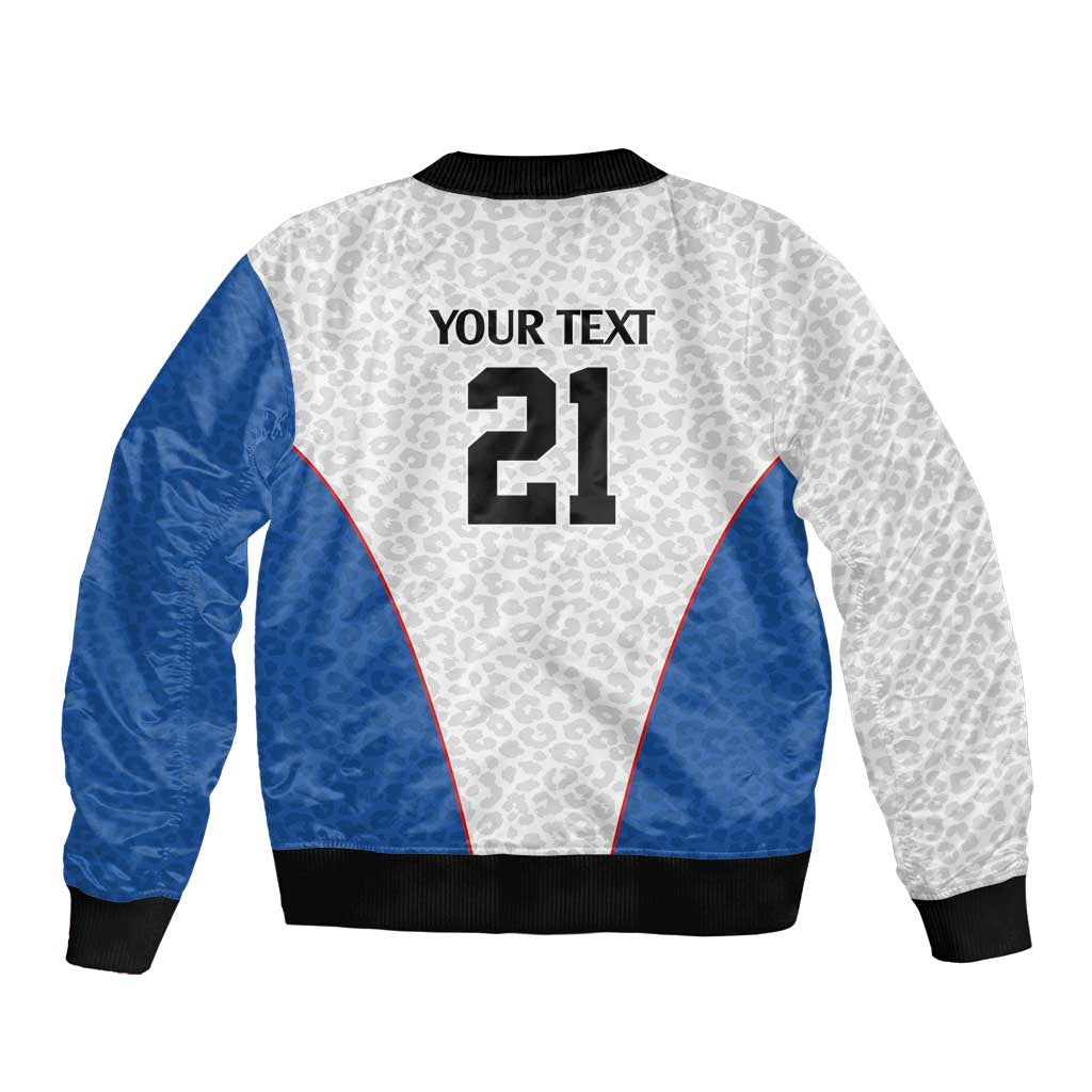 DR Congo Football Custom Bomber Jacket White Leopard Skin Pattern - Wonder Print Shop
