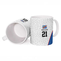Africa DR Congo Football Custom Ceramic Mug White Leopard Skin Pattern
