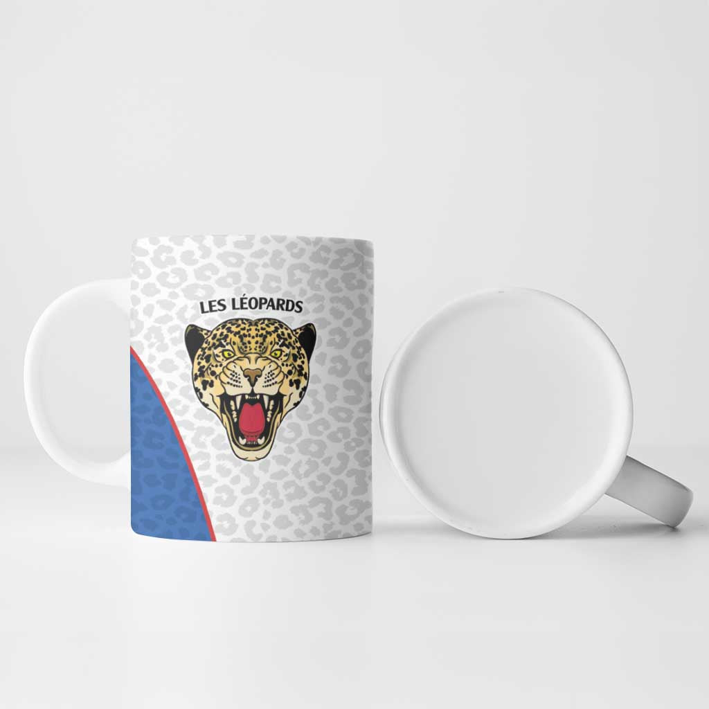 Africa DR Congo Football Custom Ceramic Mug White Leopard Skin Pattern