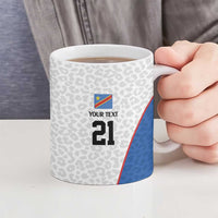 Africa DR Congo Football Custom Ceramic Mug White Leopard Skin Pattern