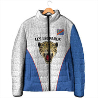 Africa DR Congo Football Custom Padded Jacket White Leopard Skin Pattern