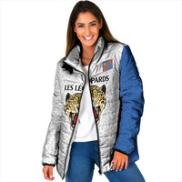 Africa DR Congo Football Custom Padded Jacket White Leopard Skin Pattern