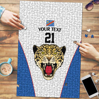 Africa DR Congo Football Custom Puzzle White Leopard Skin Pattern