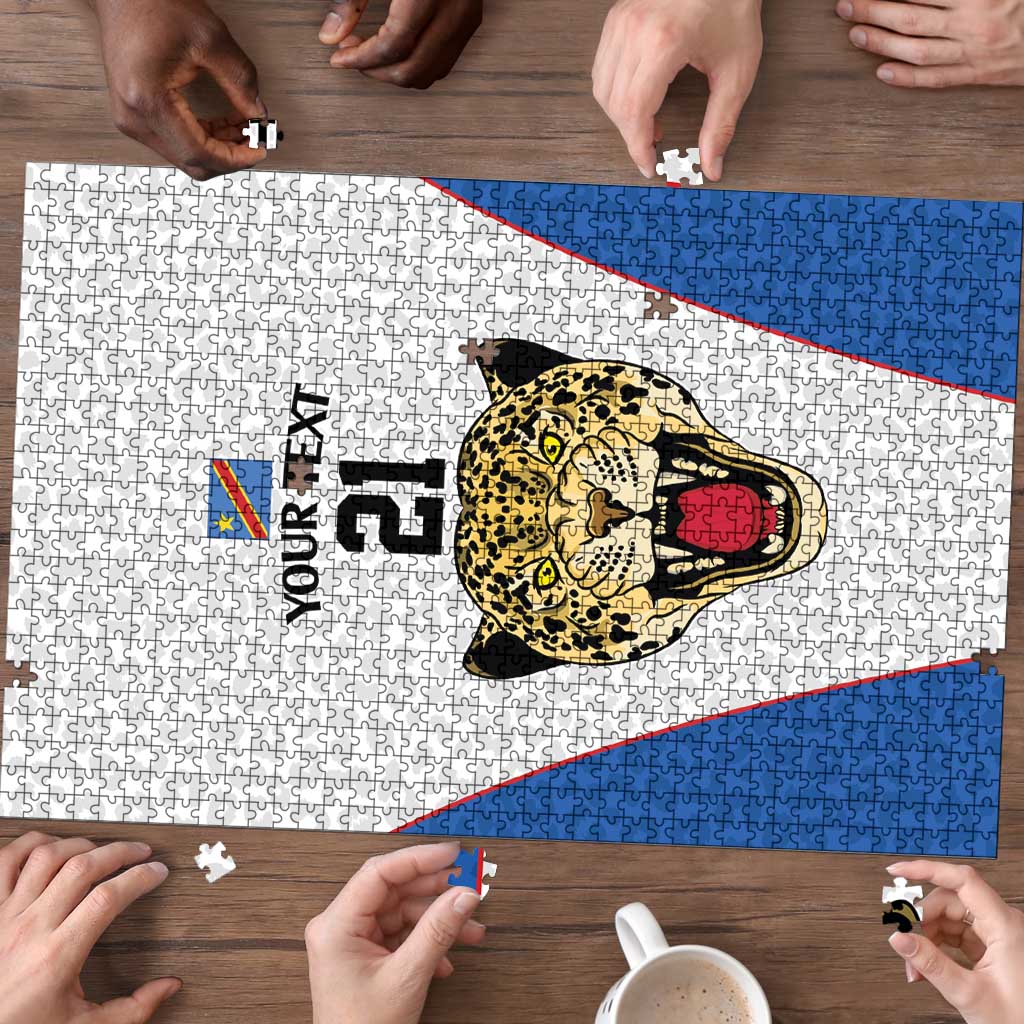Africa DR Congo Football Custom Puzzle White Leopard Skin Pattern