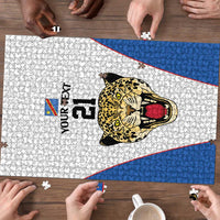 Africa DR Congo Football Custom Puzzle White Leopard Skin Pattern