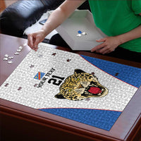 Africa DR Congo Football Custom Puzzle White Leopard Skin Pattern