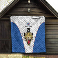 DR Congo Football Custom Quilt White Leopard Skin Pattern - Wonder Print Shop