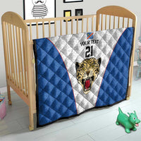 DR Congo Football Custom Quilt White Leopard Skin Pattern - Wonder Print Shop