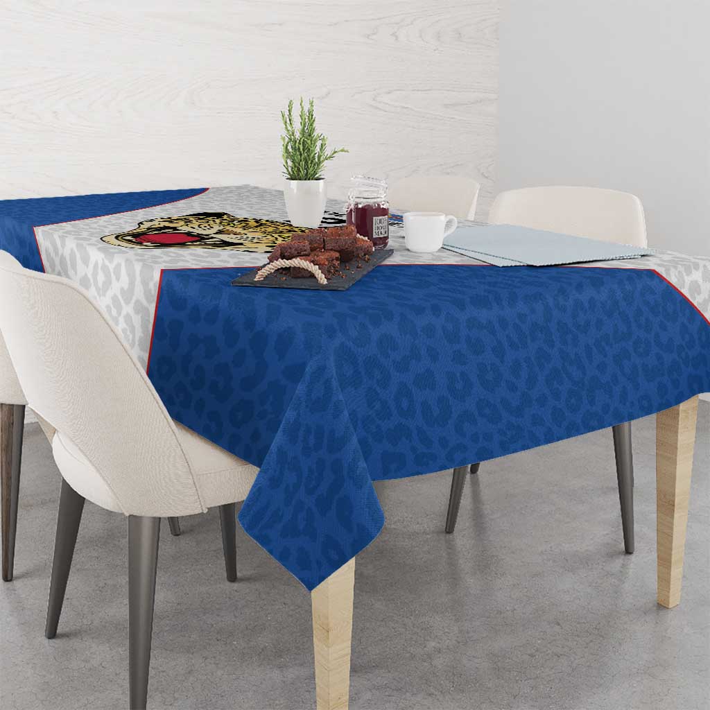 DR Congo Football Custom Tablecloth White Leopard Skin Pattern - Wonder Print Shop