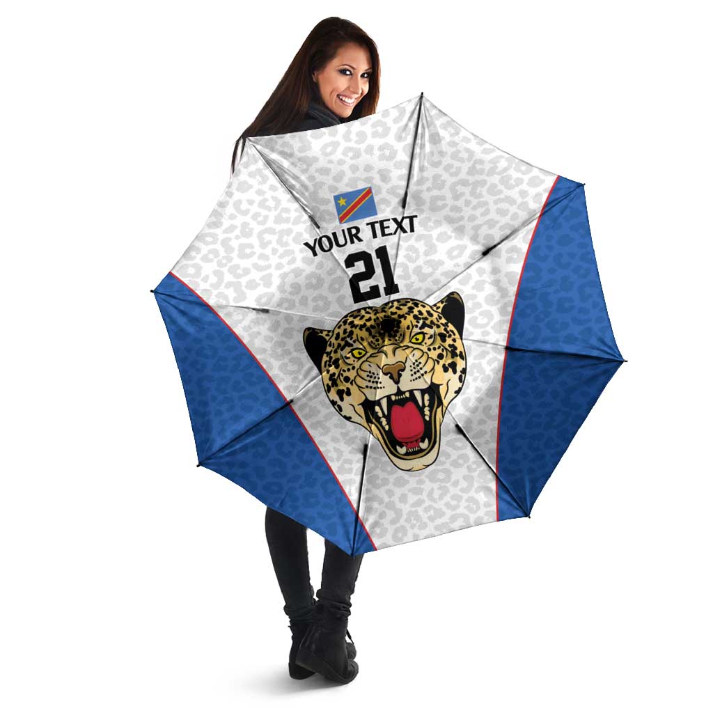 Africa DR Congo Football Custom Umbrella White Leopard Skin Pattern