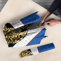 Africa DR Congo Football Custom Umbrella White Leopard Skin Pattern