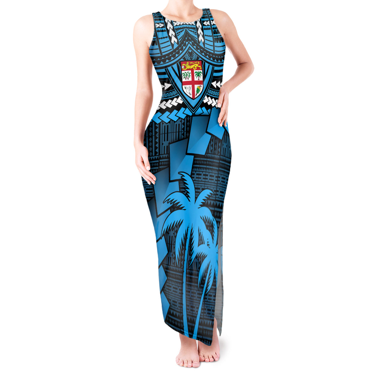 Fiji Rugby Tank Maxi Dress Go Fijian Tapa Arty with World Cup Vibe - Wonder Print Shop