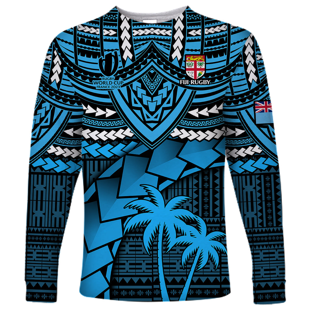 Custom Fiji Rugby Long Sleeve Shirt Go Fijian Tapa Arty with World Cup Vibe - Wonder Print Shop