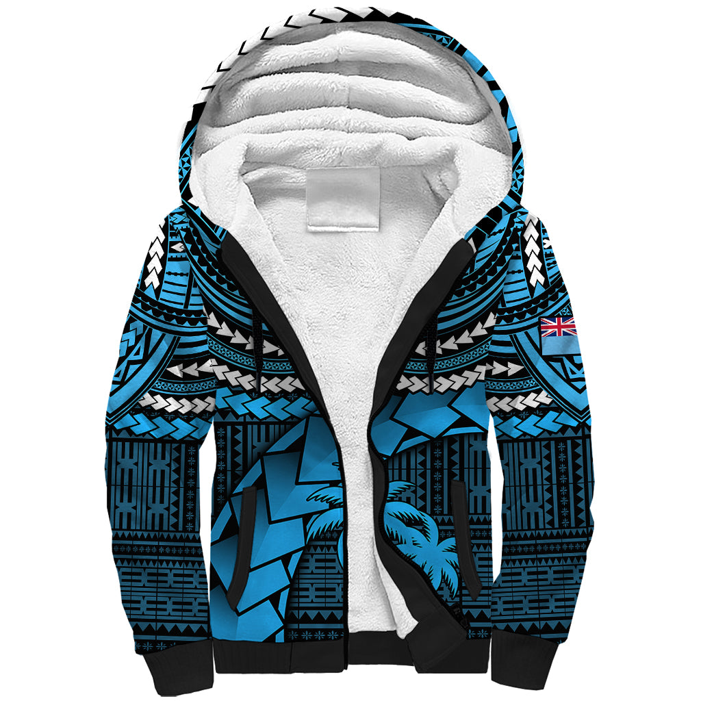 Custom Fiji Rugby Sherpa Hoodie Go Fijian Tapa Arty with World Cup Vibe - Wonder Print Shop