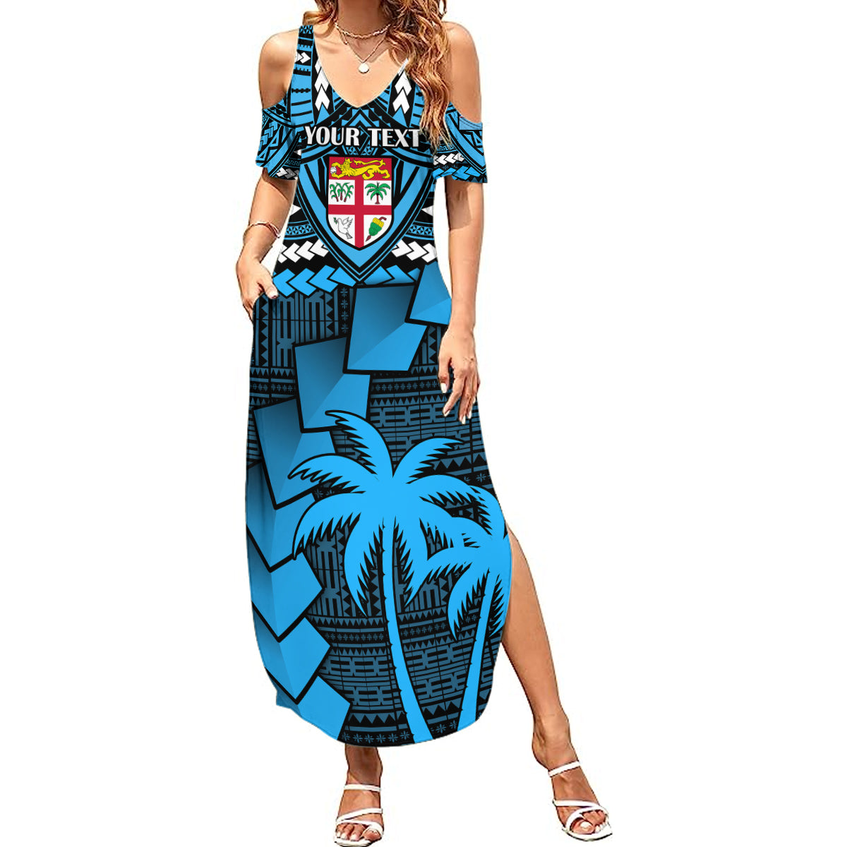 Custom Fiji Rugby Summer Maxi Dress Go Fijian Tapa Arty with World Cup Vibe - Wonder Print Shop