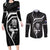 New Zealand Aotearoa Rugby Couples Matching Long Sleeve Bodycon Dress and Long Sleeve Button Shirts Black Fern Maori Tribal Sporty Style LT9 - Wonder Print Shop