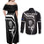 New Zealand Aotearoa Rugby Couples Matching Off Shoulder Maxi Dress and Long Sleeve Button Shirts Black Fern Maori Tribal Sporty Style LT9 - Wonder Print Shop