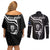 New Zealand Aotearoa Rugby Couples Matching Off Shoulder Short Dress and Long Sleeve Button Shirts Black Fern Maori Tribal Sporty Style LT9 - Wonder Print Shop