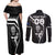 Custom New Zealand Aotearoa Rugby Couples Matching Off Shoulder Maxi Dress and Long Sleeve Button Shirts Black Fern Maori Tribal Sporty Style LT9 - Wonder Print Shop