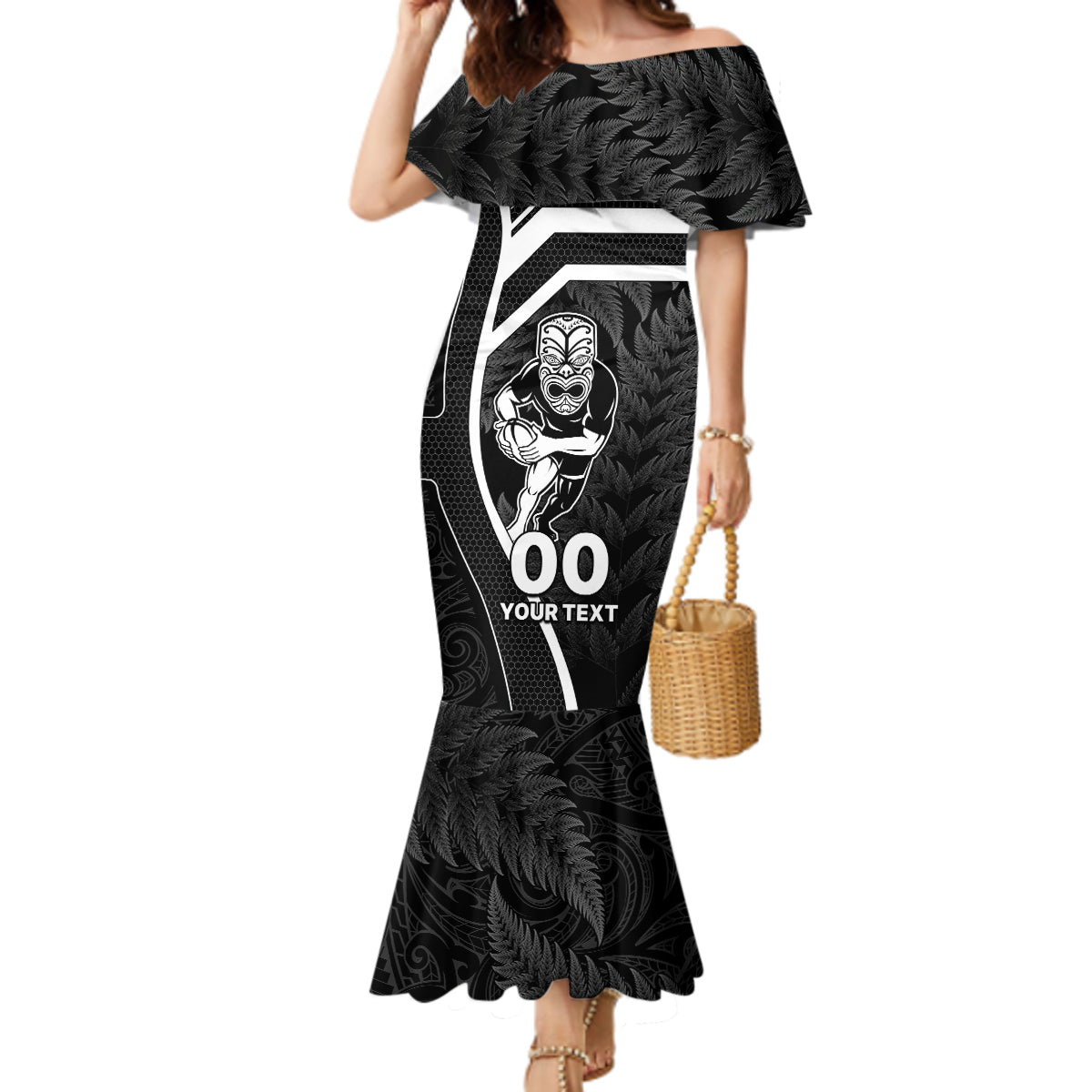 Custom New Zealand Aotearoa Rugby Mermaid Dress Black Fern Maori Tribal Sporty Style - Wonder Print Shop