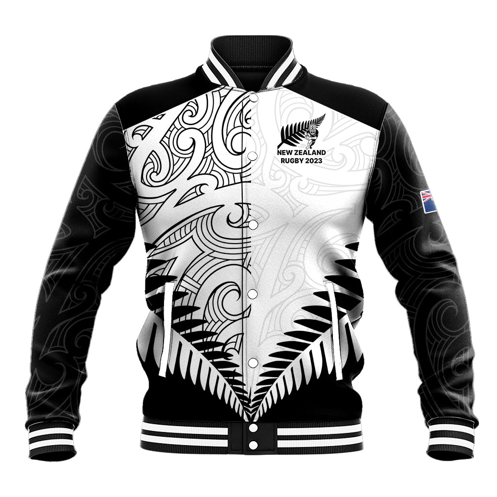 New Zealand Rugby Baseball Jacket Proud Aoteroa Stylised Maori Koru LT9 - Wonder Print Shop