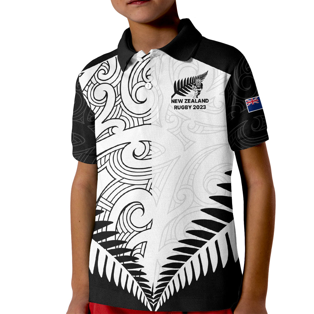 New Zealand Rugby Kid Polo Shirt Proud Aoteroa Stylised Maori Koru - Wonder Print Shop