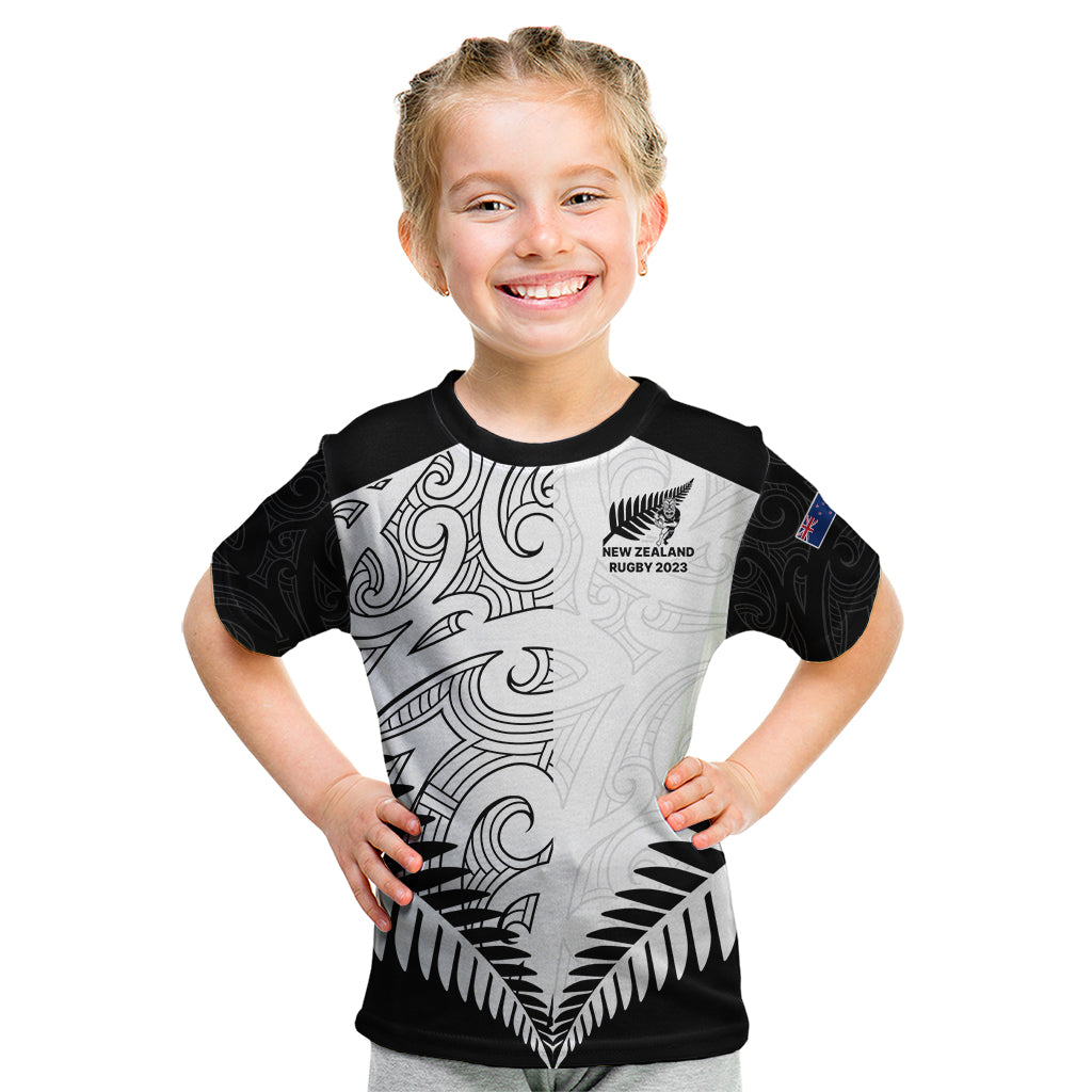 New Zealand Rugby Kid T Shirt Proud Aoteroa Stylised Maori Koru - Wonder Print Shop