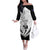 New Zealand Rugby Off The Shoulder Long Sleeve Dress Proud Aoteroa Stylised Maori Koru - Wonder Print Shop