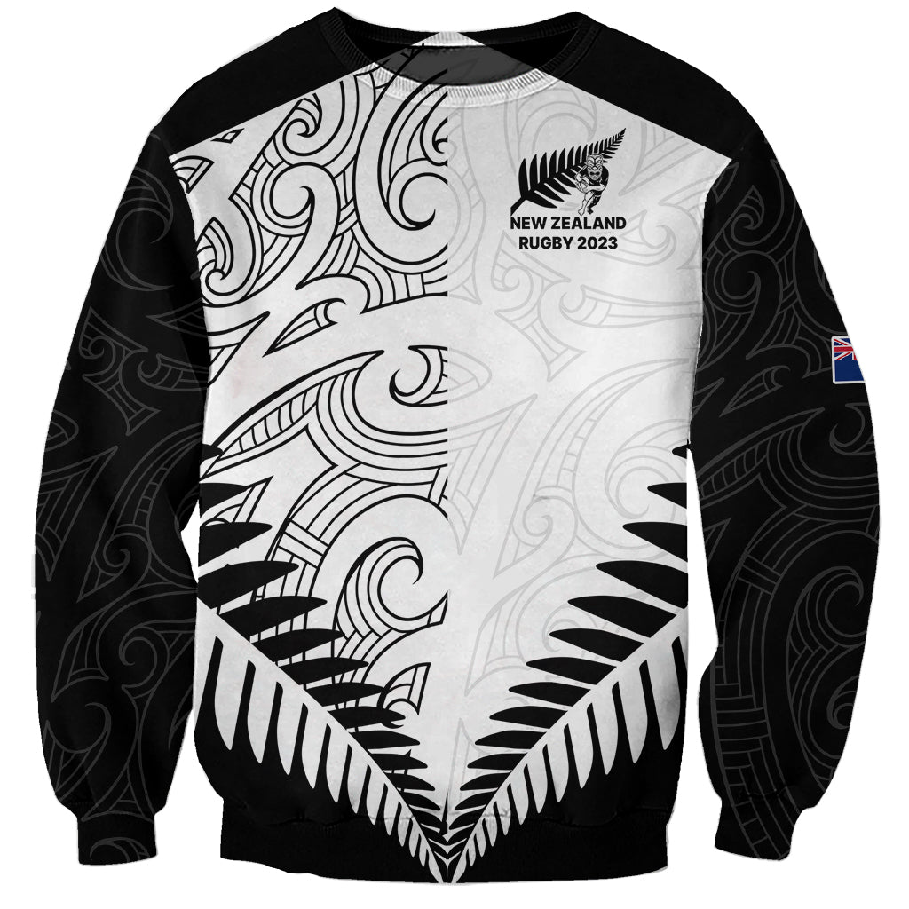 New Zealand Rugby Sweatshirt Proud Aoteroa Stylised Maori Koru - Wonder Print Shop