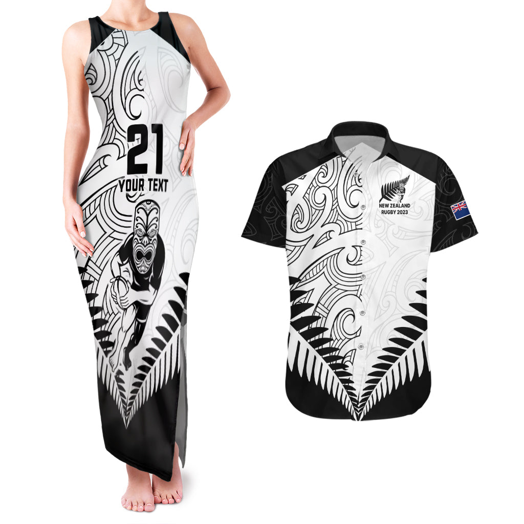 Custom New Zealand Rugby Couples Matching Tank Maxi Dress and Hawaiian Shirt Proud Aoteroa Stylised Maori Koru LT9 - Wonder Print Shop