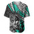 Personalised Polynesia Skull Baseball Jersey Tattoo In The Style Of Maori With Marine Life Aqua LT9 - Wonder Print Shop