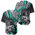 Personalised Polynesia Skull Baseball Jersey Tattoo In The Style Of Maori With Marine Life Aqua LT9 - Wonder Print Shop