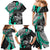 Personalised Polynesia Skull Family Matching Mermaid Dress and Hawaiian Shirt Tattoo In The Style Of Maori With Marine Life Aqua LT9 - Wonder Print Shop