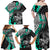 Personalised Polynesia Skull Family Matching Off Shoulder Maxi Dress and Hawaiian Shirt Tattoo In The Style Of Maori With Marine Life Aqua LT9 - Wonder Print Shop