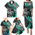 Personalised Polynesia Skull Family Matching Puletasi Dress and Hawaiian Shirt Tattoo In The Style Of Maori With Marine Life Aqua - Wonder Print Shop